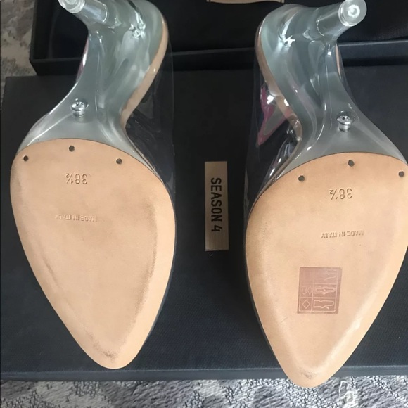 Yeezy Season 4 PVC Lucite Plexi Clear Mules Heels - Picture 4 of 4